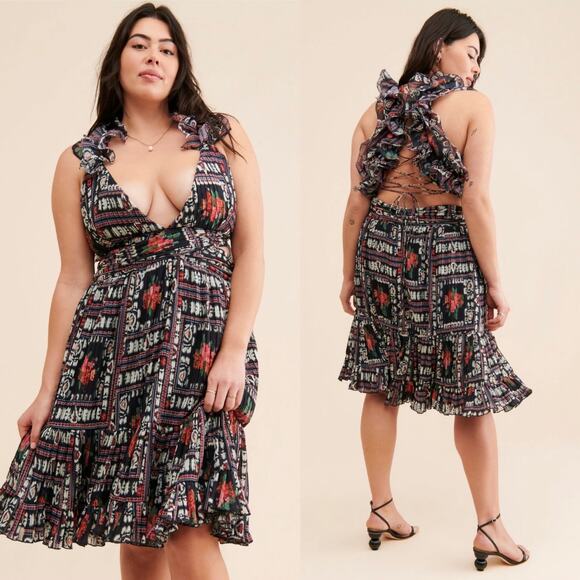 NWT Anthropologie Let Me Be Ruffle Tie Back Dress Medium MSRP $235 - Picture 1 of 12